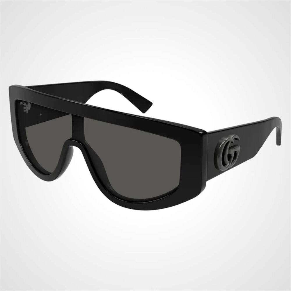 New GUCCI Sunglasses Black Wrap Shield Oversized Grey Lens GG 99-1-130mm